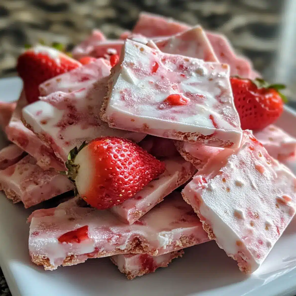 Strawberry Yogurt Bark Frozen Snack